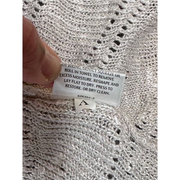 Eileen Fisher Linen Knit Cardigan Open Women’s Petite Small Oatmeal Boho Natural - Picture 6 of 12